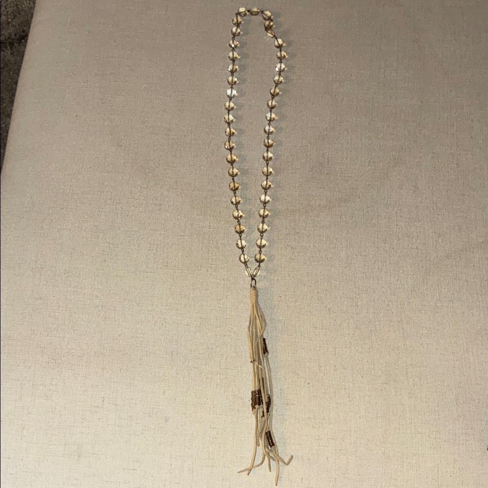 Elegant Gold and Crystal Tassel Necklace